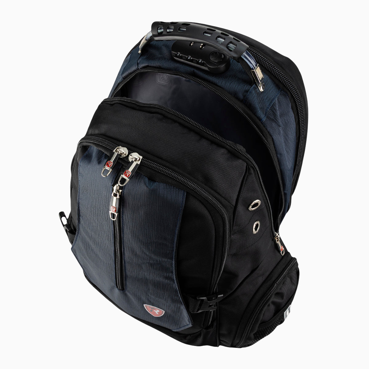 Mochila escolar color negro con azul