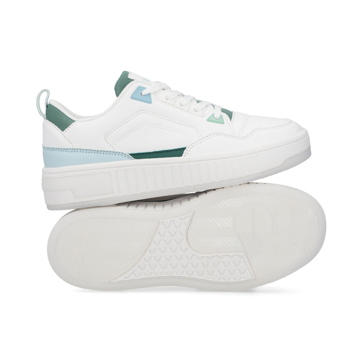 Tenis en color Blanco con detalles en Verde de la marca Capa de Ozono