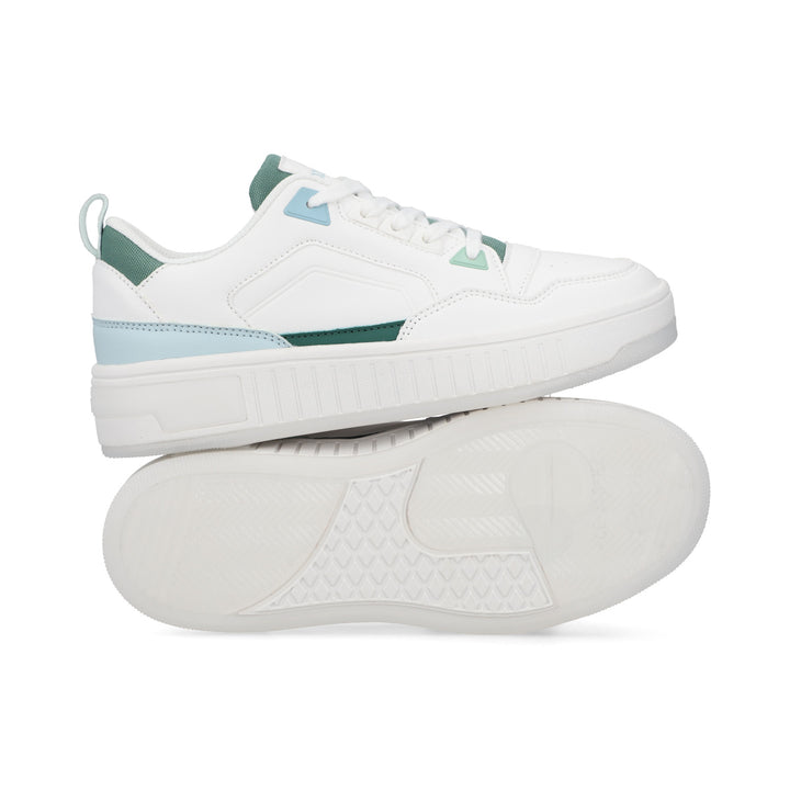 Tenis en color Blanco con detalles en Verde de la marca Capa de Ozono