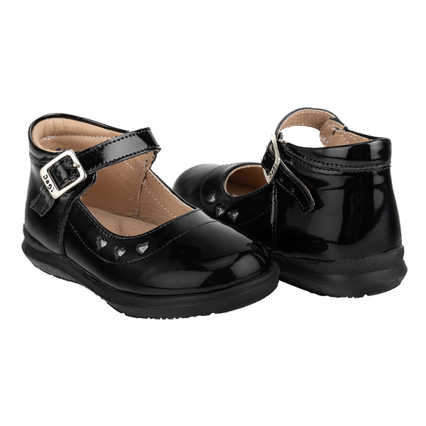 Zapato Corazón Escolar Hebilla Negro Niña Dogi 05507