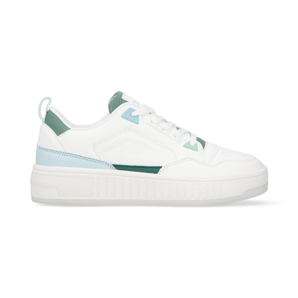 Tenis en color Blanco con detalles en Verde de la marca Capa de Ozono