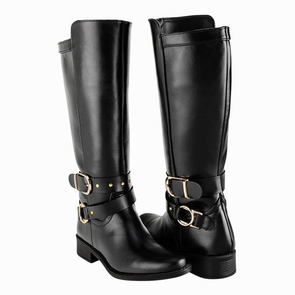 Botas Tipo Equitación  Doble Hebilla Dama Fusión 07966