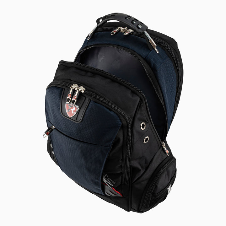 Mochila escolar color negro con azul