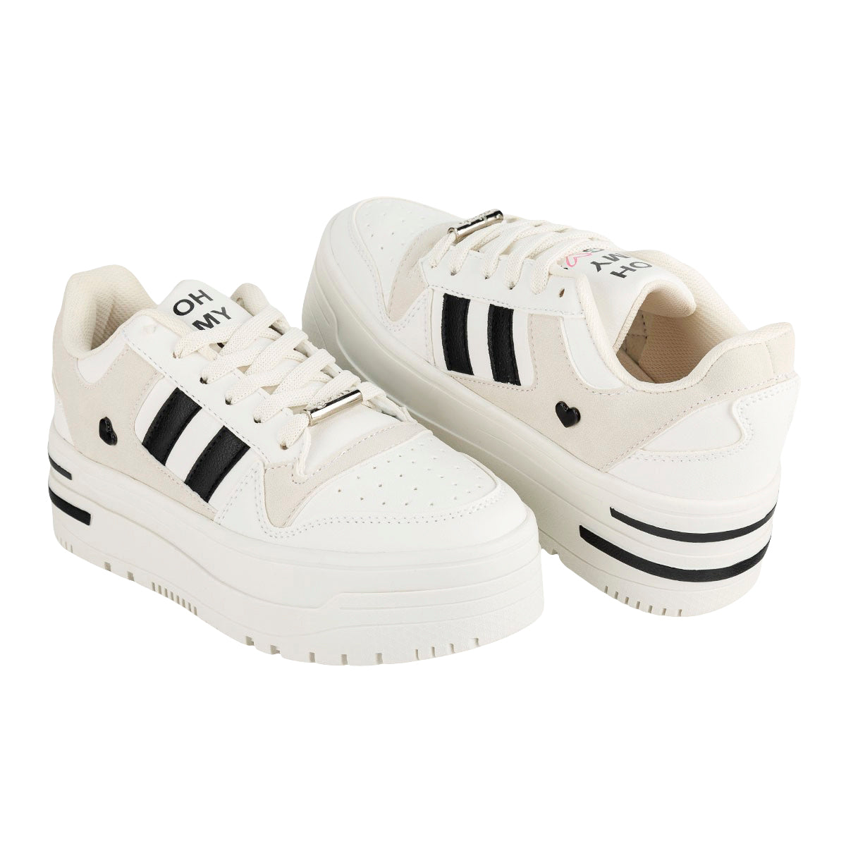 Tenis Blancos Moda Plataforma Para Mujer Gosh 06172