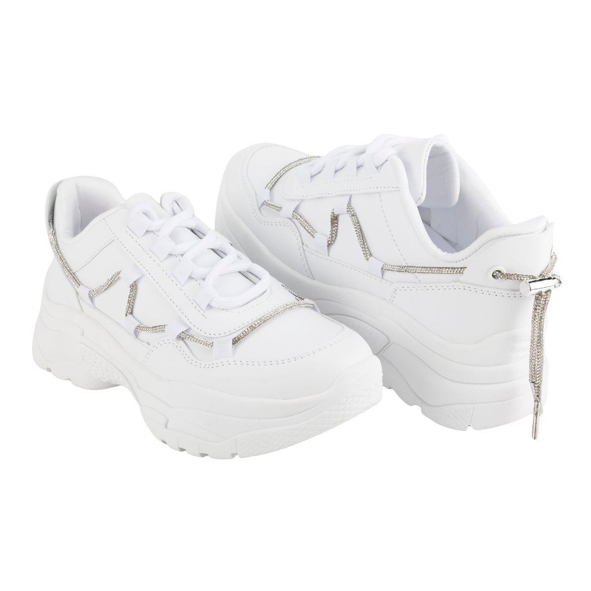Tenis Blancos Plataforma Brillos Dama Neosport 05216