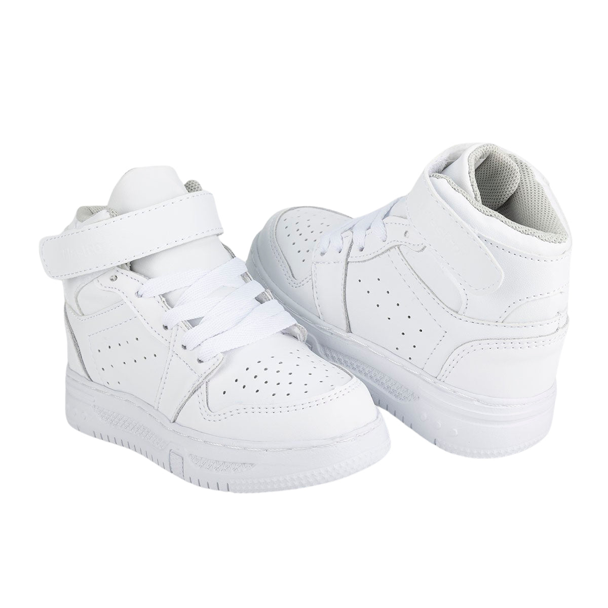 Tenis Blancos Escolar Botín Casual Velcro Niño Blasito 05533