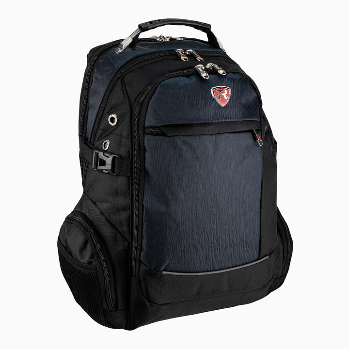 Mochila escolar color Negro con Azul marino