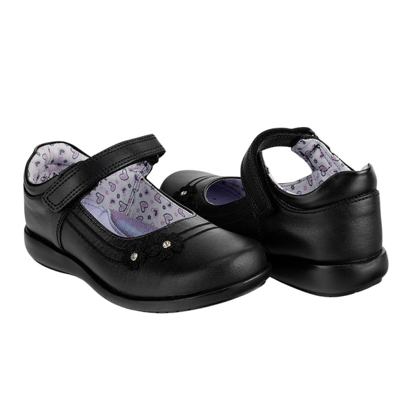 Zapato Moda Escolar Negro Velcro Niña Bambino 05389