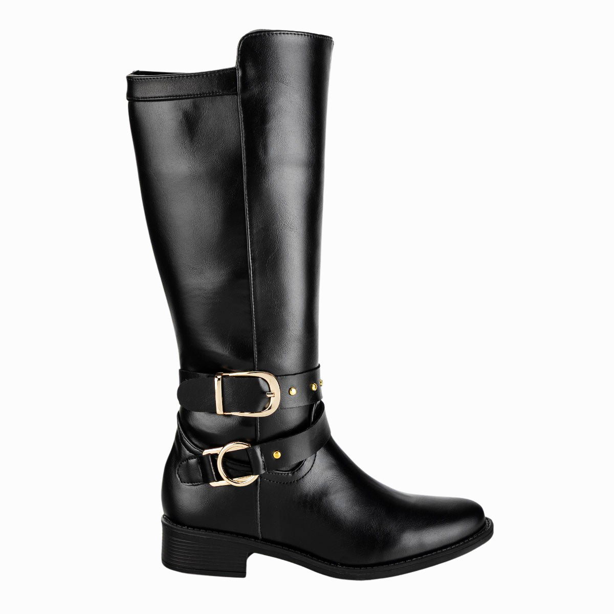 Botas Tipo Equitación  Doble Hebilla Para Mujer Fusión 07966