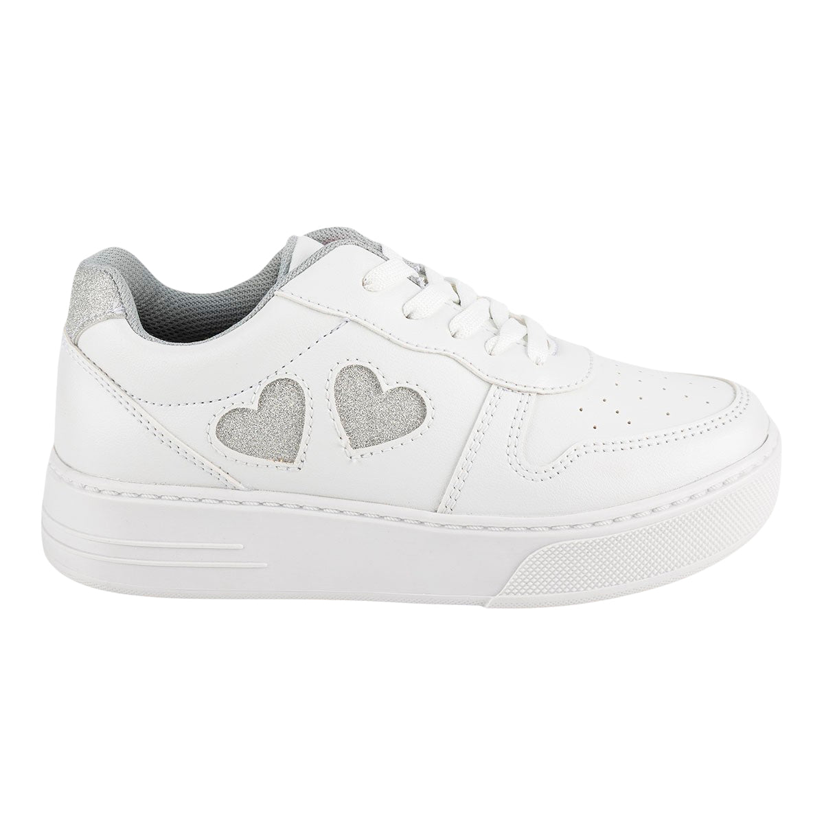 Tenis Blancos Escolar Para Niña Corazón Dominiq 06006