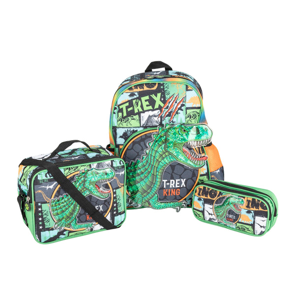 Set Mochila Lapicera Lonchera Dinosaurio 06062