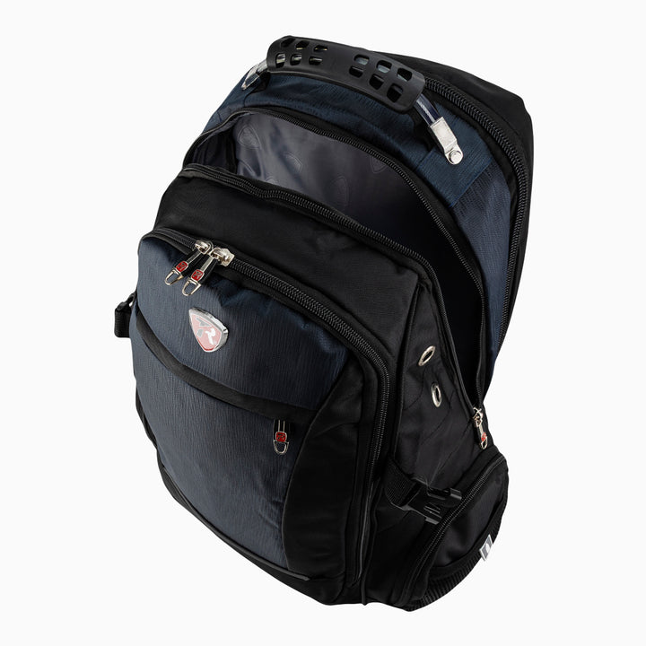 Mochila escolar color Negro con Azul marino