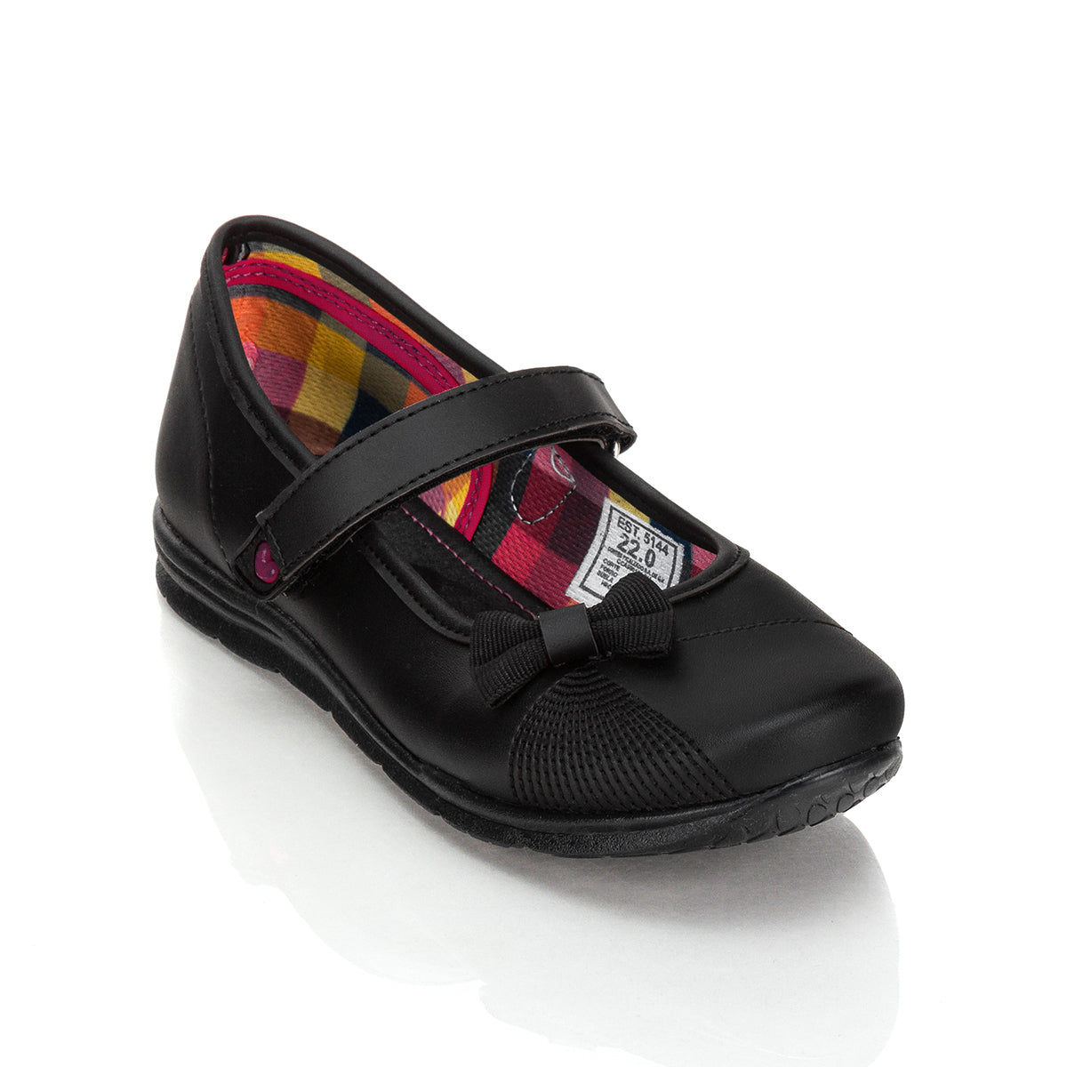 Zapato Escolar Moño Negro Velcro Joven Nick&wick 03006