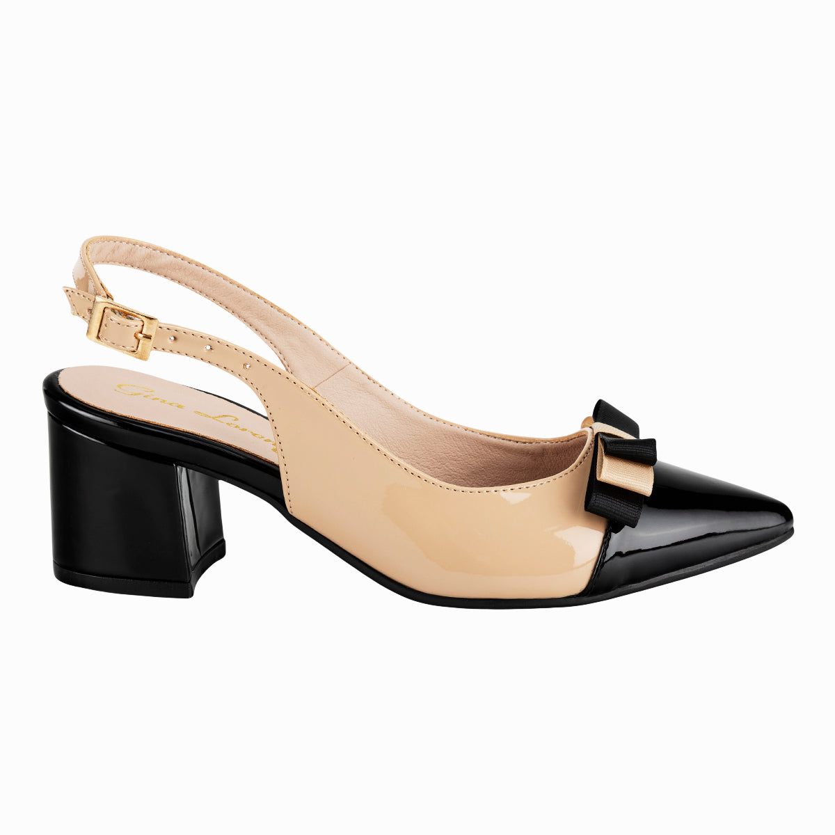 Zapato de vestir en color maquillaje con negro de la marca Gina Loren