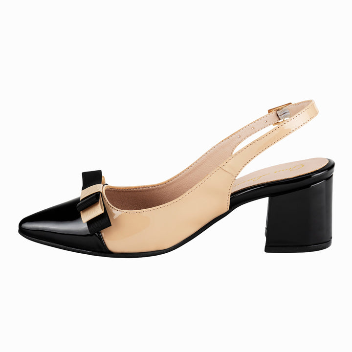 Zapato de vestir en color maquillaje con negro de la marca Gina Loren